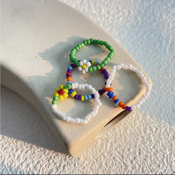 Handmade Colorful Beaded Ring Set - Picture 3 of 3